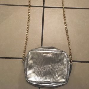 Victoria secrets sliver metallic cross body purse